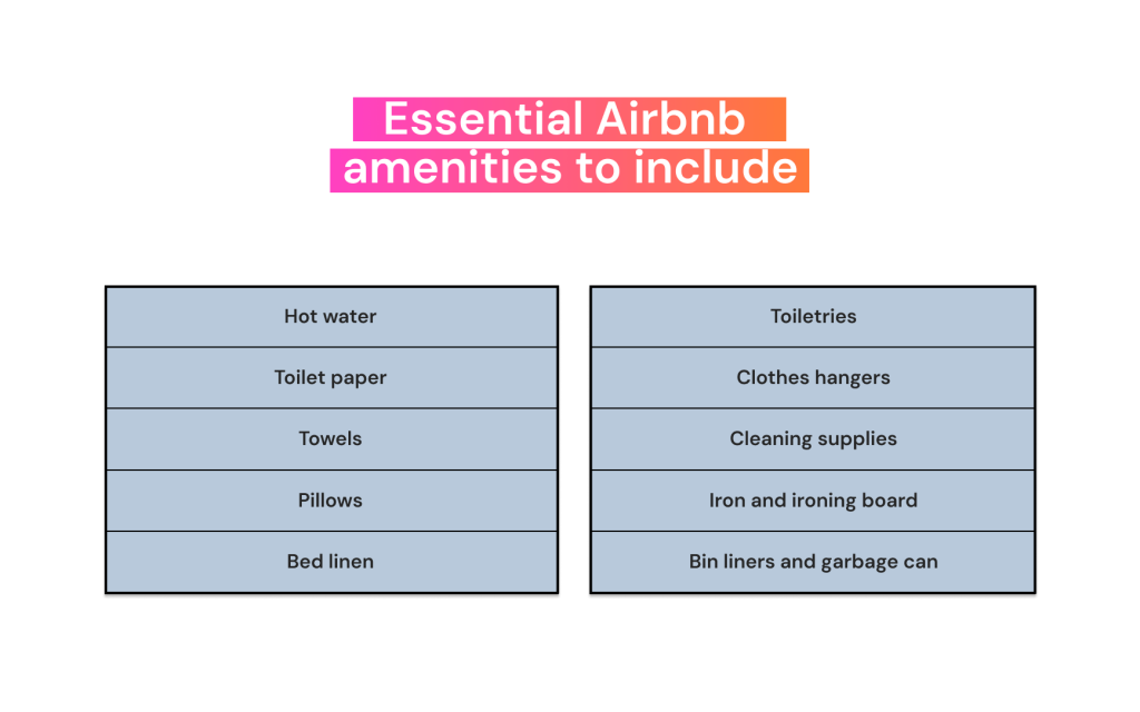 List of essential Airbnb amenities