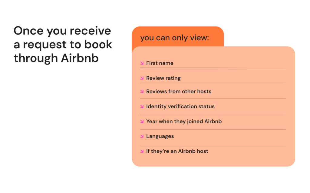 This is a list of the only information a host can view of their guest once they have requested to book their home