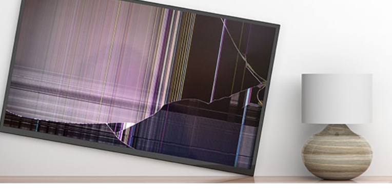 Image of a broken television, highlighting guest-related damages in a rental property